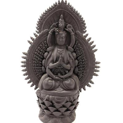 Sale Photo Thumbnail #332: Lot 331 beautiful chinese brown glazed seated guanyin 100 hands