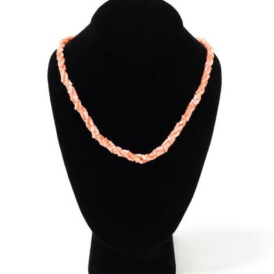 Sale Photo Thumbnail #98: Lot 97 lovely triple strand rope twist coral necklace