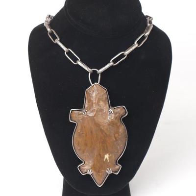 Sale Photo Thumbnail #145: Lot 144 massive native american beaver stone necklace