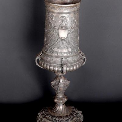 Sale Photo Thumbnail #498: Lot 498 massive german pewter chalice