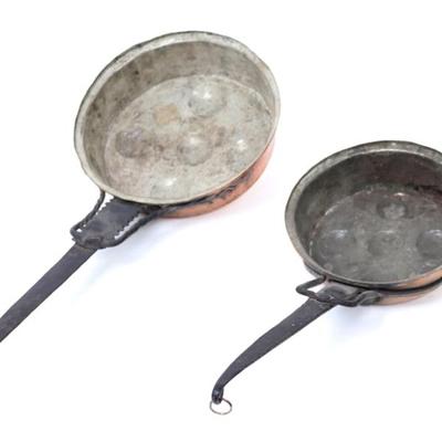 Sale Photo Thumbnail #187: Lot 186 early european brass egg poach pans