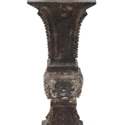 Sale Photo Thumbnail #316: Lot 315 chinese quadrangular stone beaker