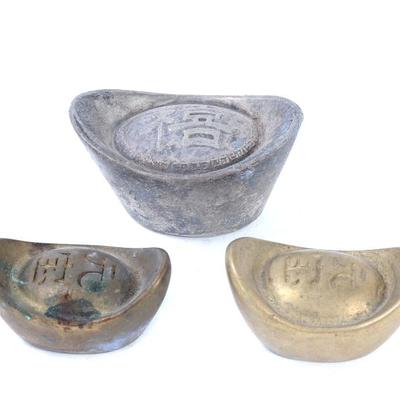 Sale Photo Thumbnail #383: Lot 383 group of three chinese style ingot