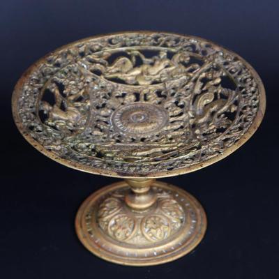 Sale Photo Thumbnail #496: Lot 496 brass pierced poseidon tazza