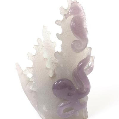 Sale Photo Thumbnail #375: Lot 375 chinese rock crystal aquarium decoration octopus & seahorse