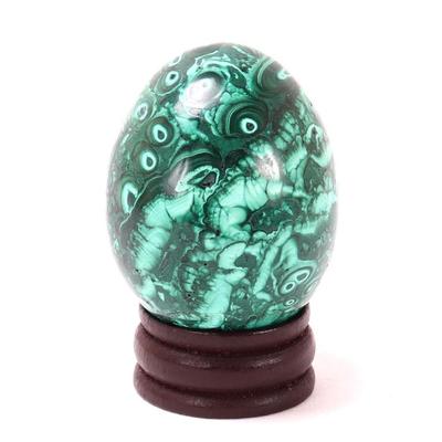 Sale Photo Thumbnail #203: Lot 202 gorgeous all natural malachite egg on stand