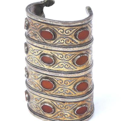 Sale Photo Thumbnail #116: Lot 115 turkoman gilt silver carnelian bracelet