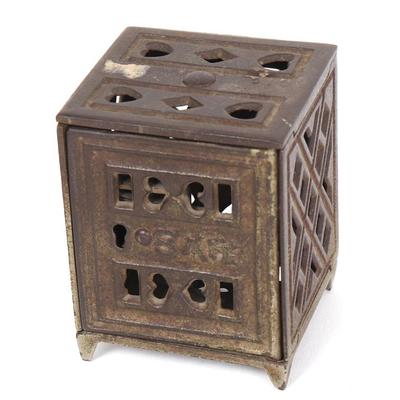 Sale Photo Thumbnail #489: Lot 489 iron safe bank still bank 1891