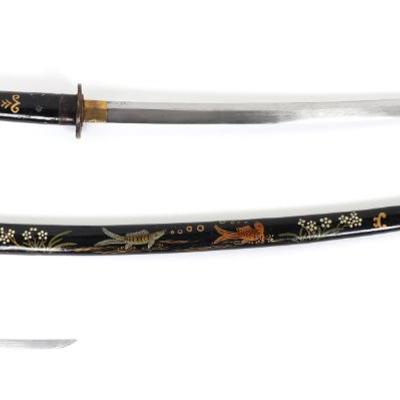 Sale Photo Thumbnail #12: Lot 11 vintage japanese lacquer sword wscabbard