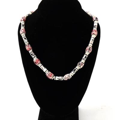 Sale Photo Thumbnail #138: Lot 137 beautiful hand painted ceramic beaded necklace
