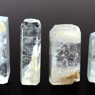 Sale Photo Thumbnail #192: Lot 191 group of four natural aquamarine crystal terminals