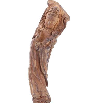 Sale Photo Thumbnail #317: Lot 316 chinese wood carving of guanyin