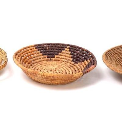 Sale Photo Thumbnail #170: Lot 169 trio of mexican grain sifting baskets