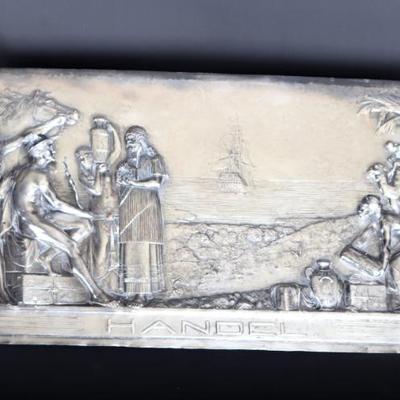 Lot 509 large silver high relief plaque
