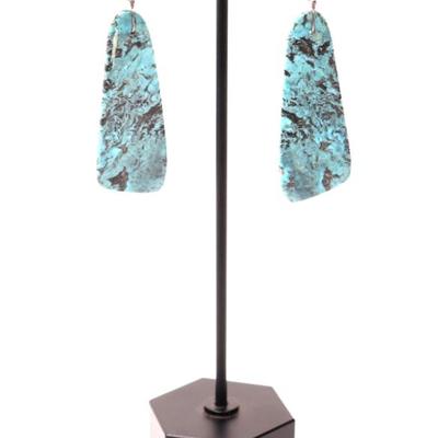 Sale Photo Thumbnail #143: Lot 142 stunning pair of turquoise earrings