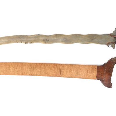 Sale Photo Thumbnail #26: Lot 25 philippines moro kris sword w inset handle