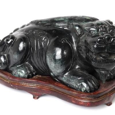 Sale Photo Thumbnail #376: Lot 376 large chinese hardstone carving jaguar