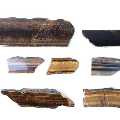 Sale Photo Thumbnail #199: Lot 198 wonderful collection of 7 natural tiger s eye slabs