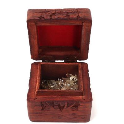 Sale Photo Thumbnail #191: Lot 190 cherrywood box with tumbled rock crystals