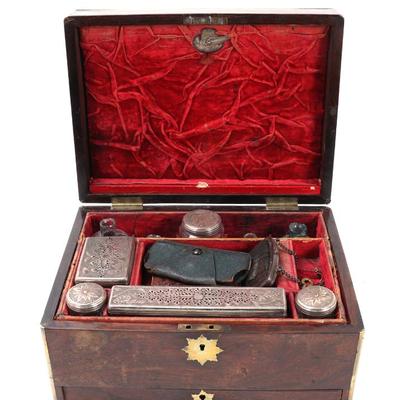 Sale Photo Thumbnail #57: Lot 56 cased english travel set w letters