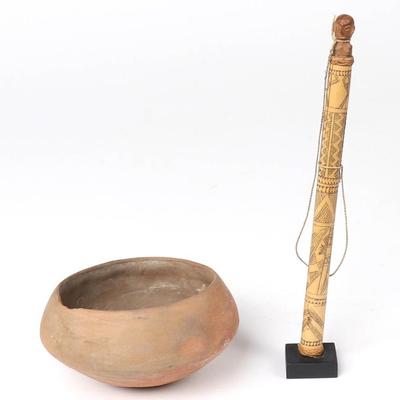 Sale Photo Thumbnail #161: Lot 160 pre columbian bowl and png bamboo finial