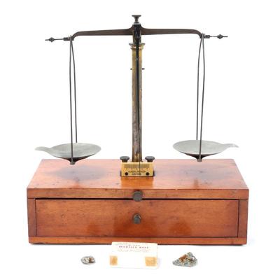 Sale Photo Thumbnail #52: Lot 51 antique brass apothecary scale