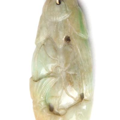Sale Photo Thumbnail #137: Lot 136 chinese jade fish lotus pendant