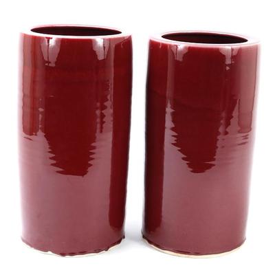 Sale Photo Thumbnail #337: Lot 336 pair of chinese ox blood umbrella stands