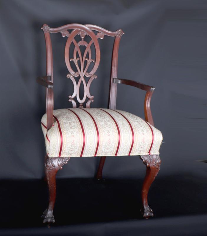 Sale Photo Thumbnail #510: Lot 510 antique mahogany chippendale arm chair