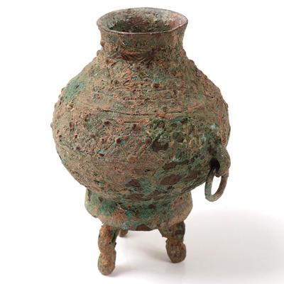 Sale Photo Thumbnail #329: Lot 328 adorable miniature chinese archaistic bronze tripod vessel