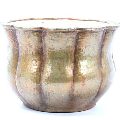 Sale Photo Thumbnail #477: Lot 477 lovely english gold painted ceramic planter