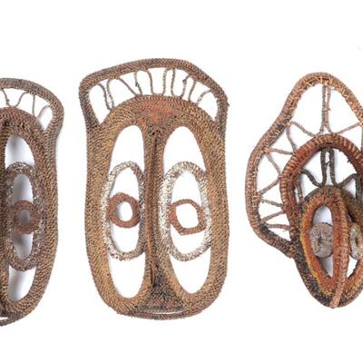 Sale Photo Thumbnail #431: Lot 431 group of three fiber yam masks