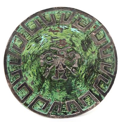 Sale Photo Thumbnail #425: Lot 425 sterling silver copper verdigris colored enamel plate