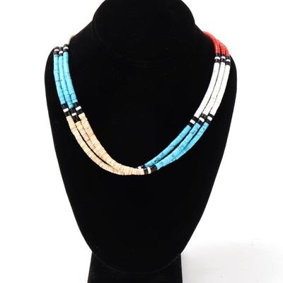 Sale Photo Thumbnail #103: Lot 102 gorgeous shell turquoise & coral beaded necklace