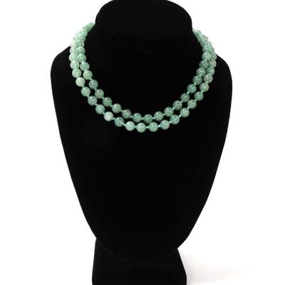 Sale Photo Thumbnail #123: Lot 122 chinese light green jadeite bead necklace