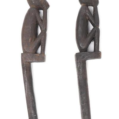 Sale Photo Thumbnail #274: Lot 273 pair of wood carved shaman box charms iban dayak