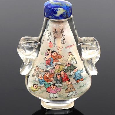 Sale Photo Thumbnail #311: Lot 310 chinese glass snuff bottle wlapis stopper