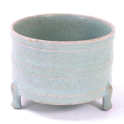 Sale Photo Thumbnail #338: Lot 337 chinese celedon glazed tripod vessel wbox