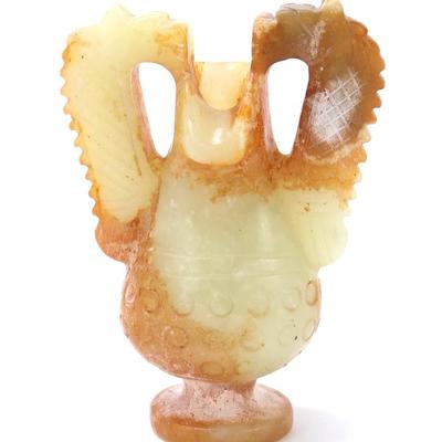 Sale Photo Thumbnail #313: Lot 312 chinese jade style stone double dragon vessel