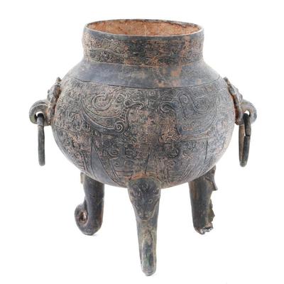 Sale Photo Thumbnail #325: Lot 324 chinese bronze archaistic tripod vessel