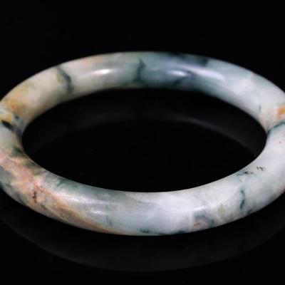 Sale Photo Thumbnail #129: Lot 128 beautiful chinese mottled jade bangle bracelet