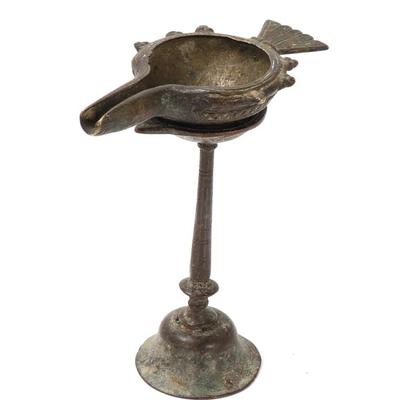 Sale Photo Thumbnail #276: Lot 275 vintage indian bronze oil lamp