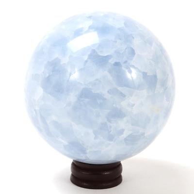 Sale Photo Thumbnail #204: Lot 203 gorgeous aquamarine mineral sphere with stand