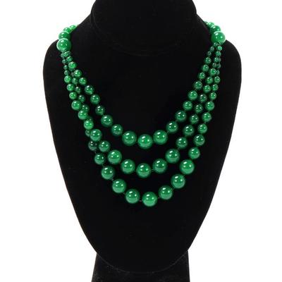 Sale Photo Thumbnail #77: Lot 76 gorgeous tripple strand jade style necklace