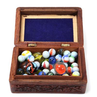 Sale Photo Thumbnail #500: Lot 500 wwii era marbles wvintage box