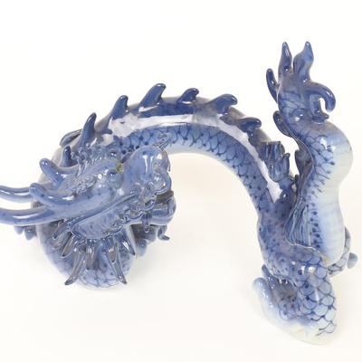 Sale Photo Thumbnail #416: Lot 416 chinese porcelain blue white dragon