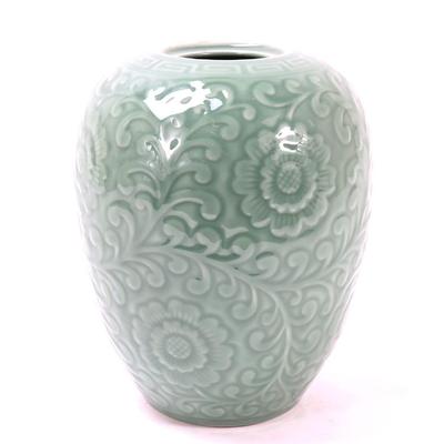 Sale Photo Thumbnail #336: Lot 335 lovely chinese celedon chrysanthemum vase