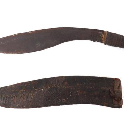 Sale Photo Thumbnail #10: Lot 9 indian 19th century kukri with scabbard