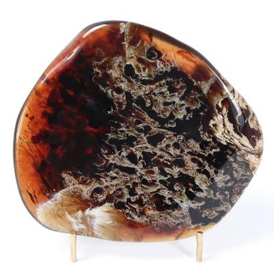 Sale Photo Thumbnail #202: Lot 201 gorgeous all natural amber slab on stand