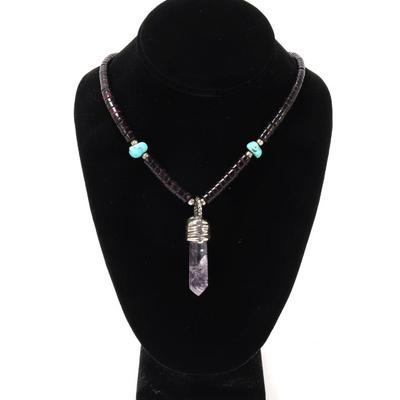 Sale Photo Thumbnail #81: Lot 80 shell turquoise & crystal quartz necklace